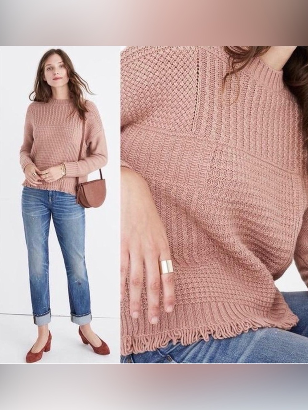 MADEWELL Womens Pink Knit Sweater